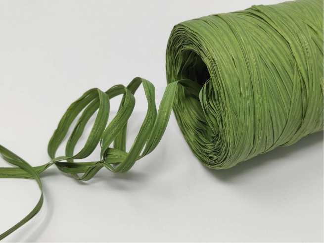 Rotolo nastro rafia sintetica verde oliva, in bobina da 200 metri