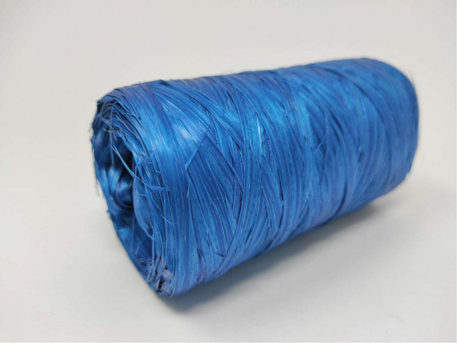 Rotolo nastro rafia sintetica blu reale, in bobina da 200 metri