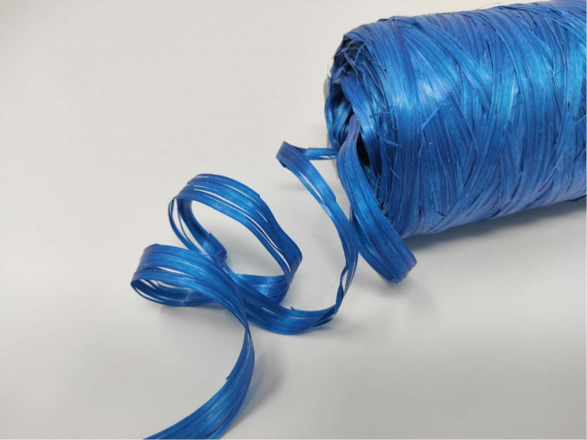 Rotolo nastro rafia sintetica blu reale, in bobina da 200 metri