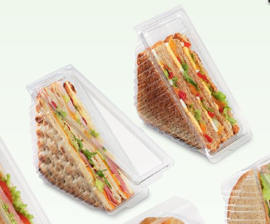 Vaschetta triangolare in PET trasparente per panini e sandwich confezione da 50 pezzi