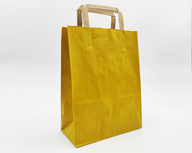 Shopper sealing millerighe giallo con maniglia piatta