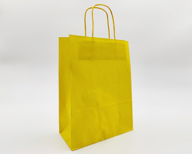 Shopper giallo in carta kraft con maniglia ritorta