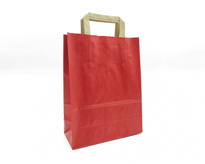 Shopper sealing millerighe rosso con maniglia piatta