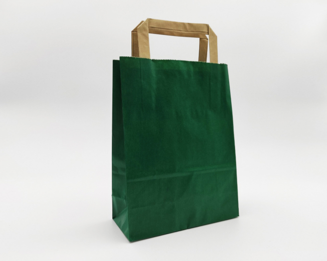 Shopper sealing millerighe verde scuro con maniglia piatta