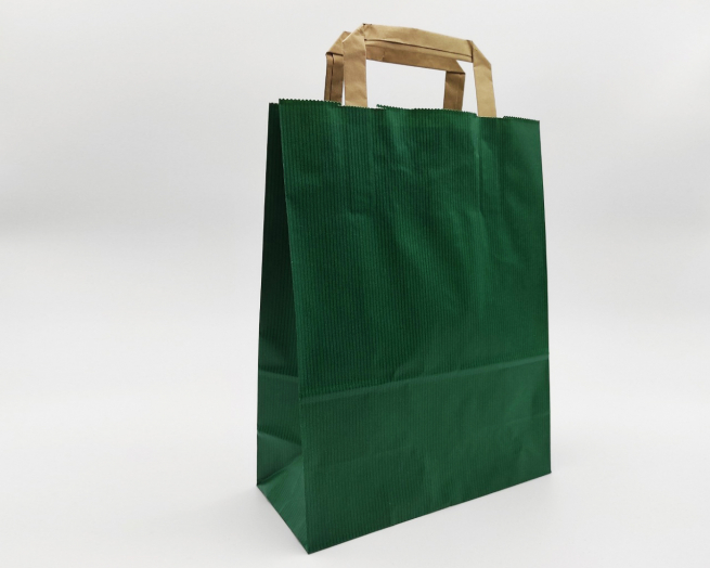 Shopper sealing millerighe verde scuro con maniglia piatta