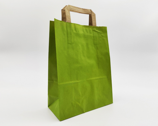 Shopper sealing millerighe verde chiaro con maniglia piatta
