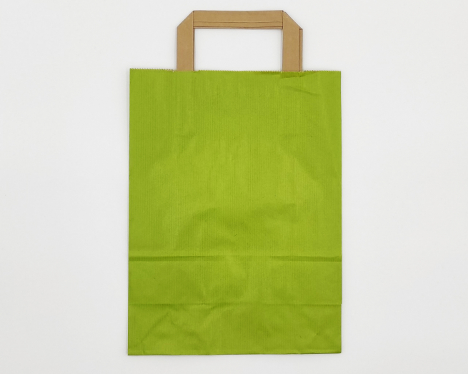 Shopper sealing millerighe verde chiaro con maniglia piatta