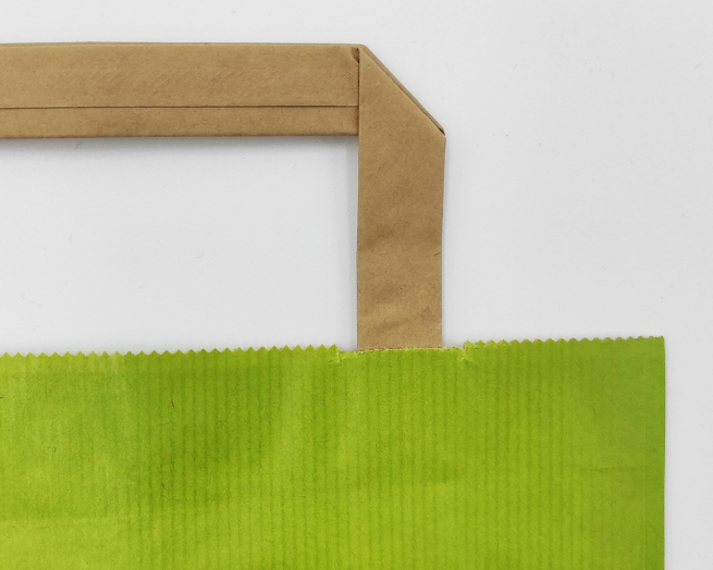 Shopper sealing millerighe verde chiaro con maniglia piatta
