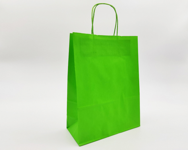Shopper verde mela in carta kraft con maniglia ritorta