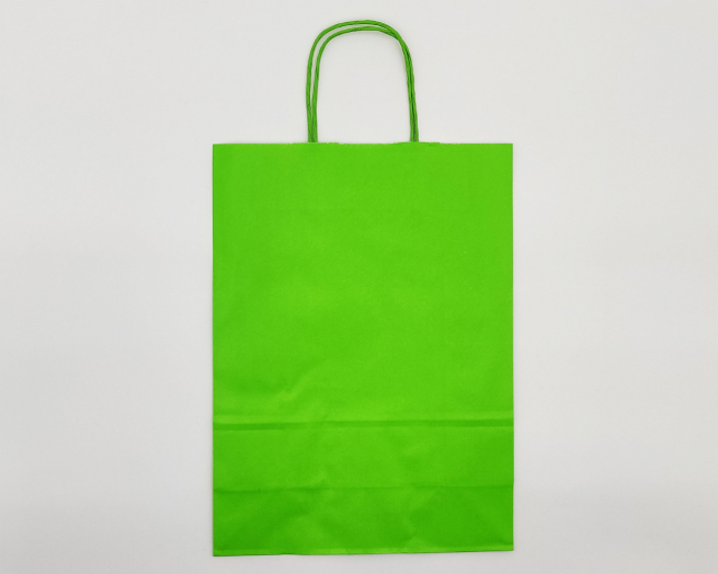 Shopper verde mela in carta kraft con maniglia ritorta