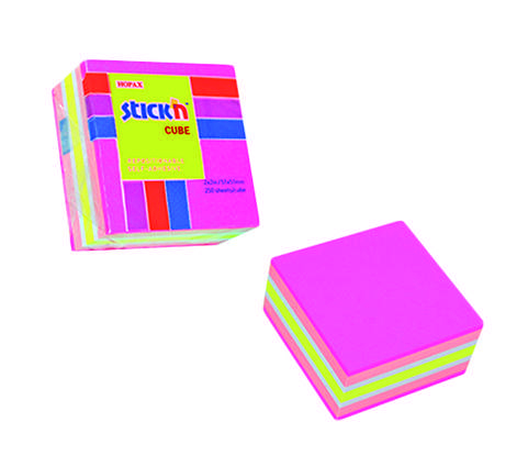 Blocco foglietti rimovibili, colori neon e pastello fucsia, 51x 51mm, confezione da 250 fogli