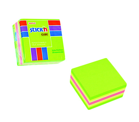 Blocco foglietti rimovibili, colori neon e pastello verde, 51x 51mm, confezione da 250 fogli