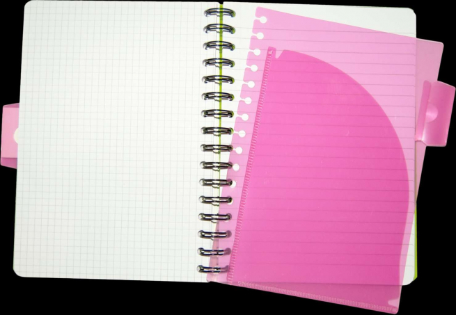 Quaderno spirale "Tabby book" formato A5, con 3 tabs divisorie, contiene 100 fogli con perforazione