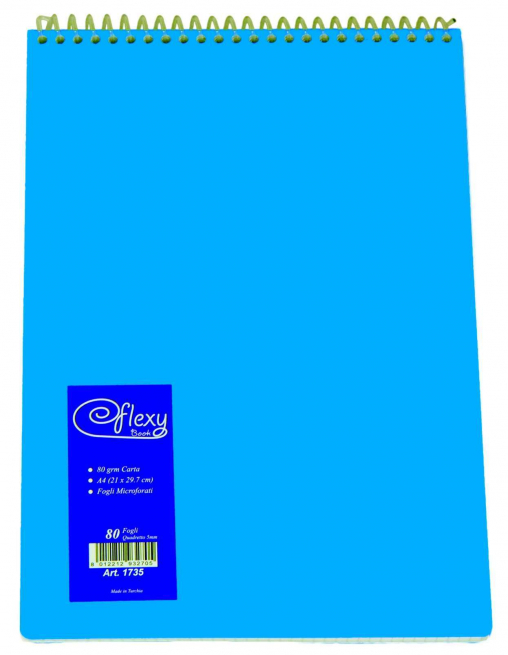 Blok notes con spirale plastificata, formato A4, a righe