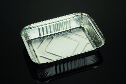 Vaschetta alluminio da 2 porzioni, base rettangolare, con predisposizione chiusura coperchio cartoncino alluminato