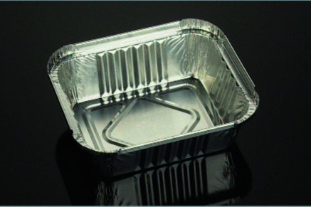 Vaschetta alluminio da 1 porzione, base rettangolare, con predisposizione chiusura coperchio cartoncino alluminato