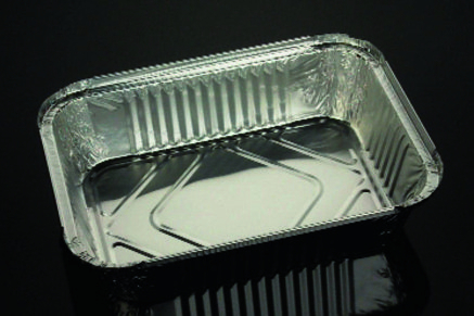 Vaschetta alluminio da 5 porzioni, base rettangolare, con predisposizione chiusura coperchio cartoncino alluminato