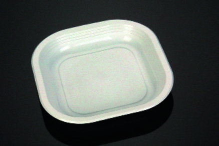 Piatto quadrato bianco in PP, 18x18cm, idoneo per utilizzo termosaldatrice