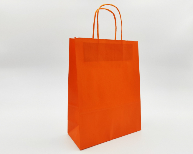 Shopper arancione in carta kraft con maniglia ritorta