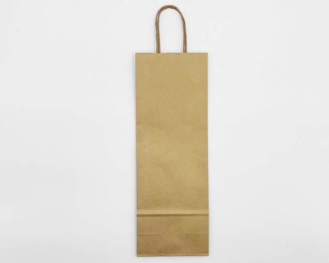 Shopper portabottiglia in carta sealing avana, con maniglia ritorta avana 14+8x39 cm, confezione da 50 pezzi