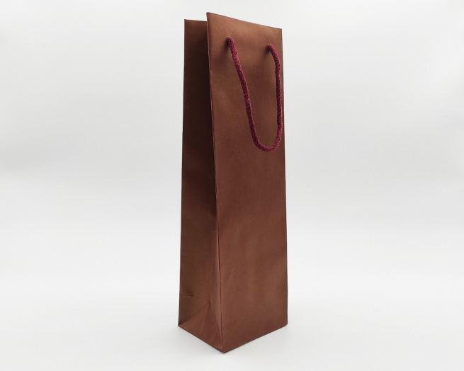 Shopper bordeaux portabottiglia, con maniglia cordone cotone, 12+9x39cm, confezione da 10 pezzi