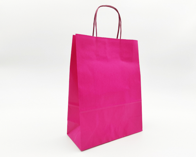 Shopper fucsia in carta  kraft con maniglia ritorta