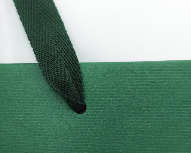 Shopper verde bosco rinforzate, fondo largo quadrato, maniglia fettuccia in cotone, confezione da 12 pezzi