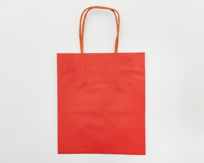Shopper rosso con fondo largo quadrato e maniglia ritorta