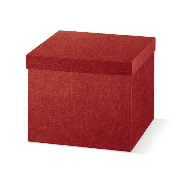 Scatola base quadrata con coperchio in cartone seta bordeaux, 30x30x24 cm, confezione da 2 pezzi