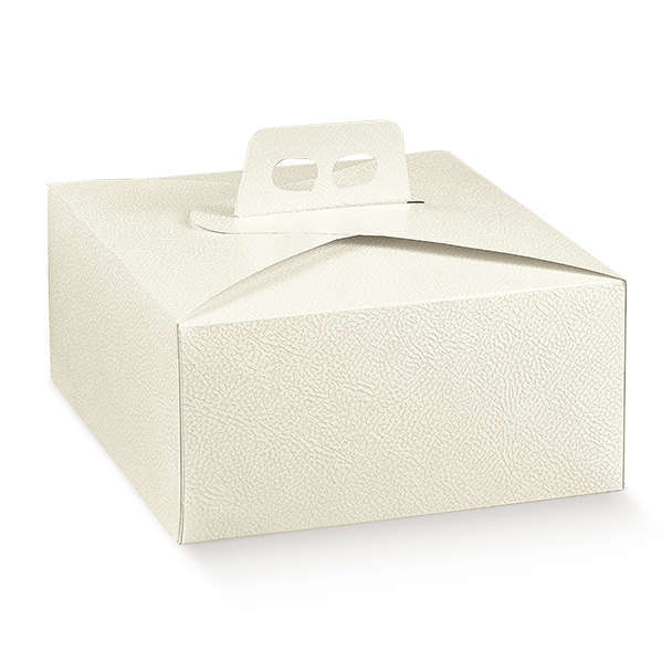 Scatola "Quadra" in cartoncino pelle bianco, 27x27 cm altezza 12 cm, confezione da 20 pezzi