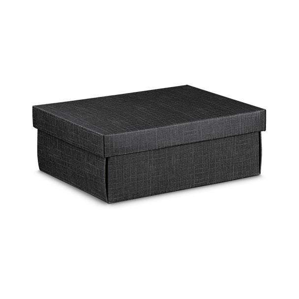 Scatola base rettangolare con coperchio in cartoncino seta nero, vari formati