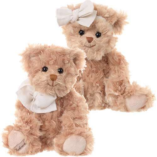 Orso "Daniel" marrone con fiocco bianco, altezza 25 cm