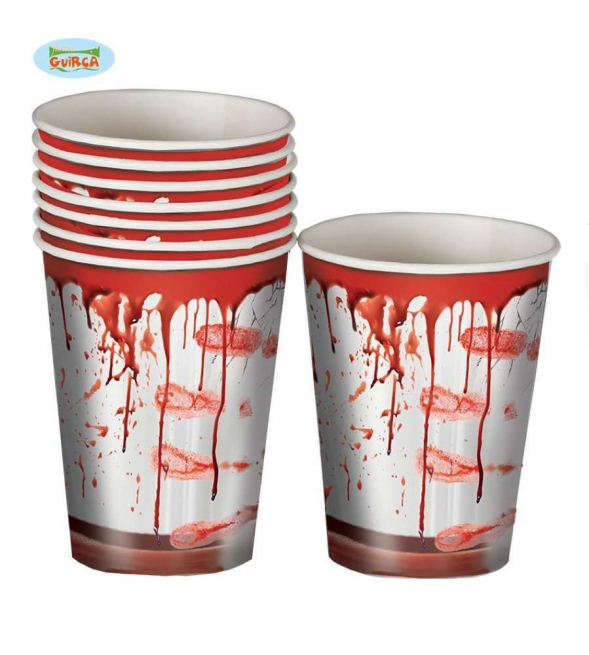 Bicchiere effetto "Tracce di sangue" da 240 ml, confezione da 8 pezzi