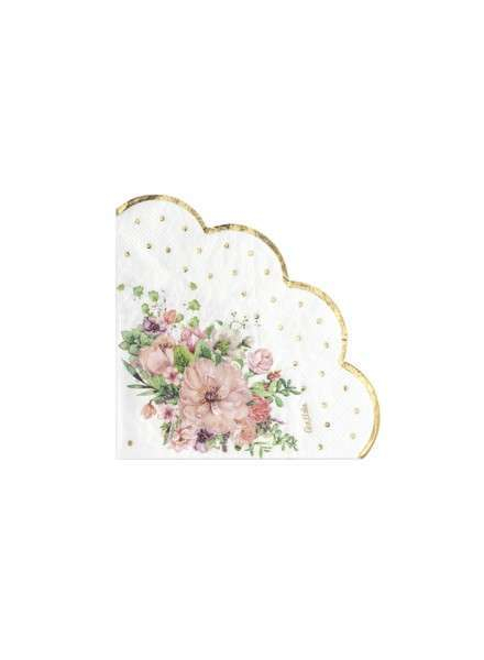 Tovagliolo sagomato 3 veli 33x33cm,  fantasia "Giardino a pois", confezione da 16 pezzi