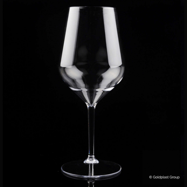 Bicchiere calice trasparente "Wine tritan" drink safe riutilizzabile 470cc, confezione da 6 pezzi