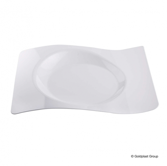 Piatto piano onda design bianco 23x28cm, confezione da 12 pezzi