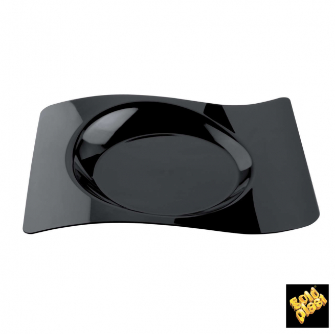 Piatto piano onda design nero 23x28cm, confezione da 12 pezzi
