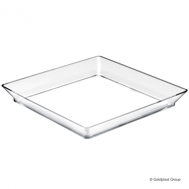 Piattino fingerfood quadrato trasparente 130x130mm, confezione da 12 pezzi
