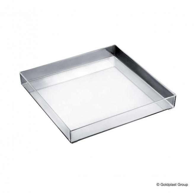 Vassoio plastica da portata fashion trasparente 30x30 cm.