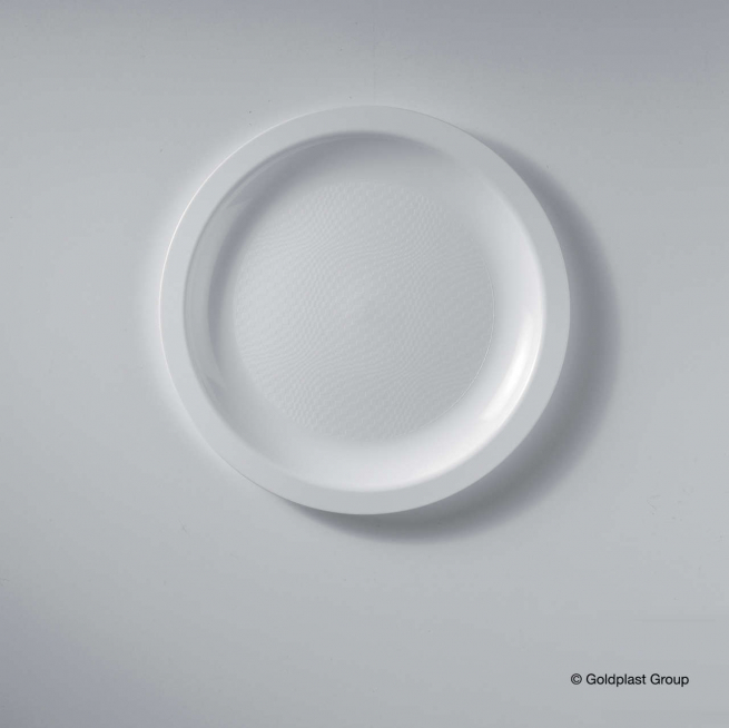 Piatto serie "Round" bianchi in plastica pp