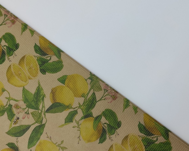 Carta da regalo millerighe avana in fogli, fantasia limoni, formato 70x100 cm, confezione da 25 pezzi