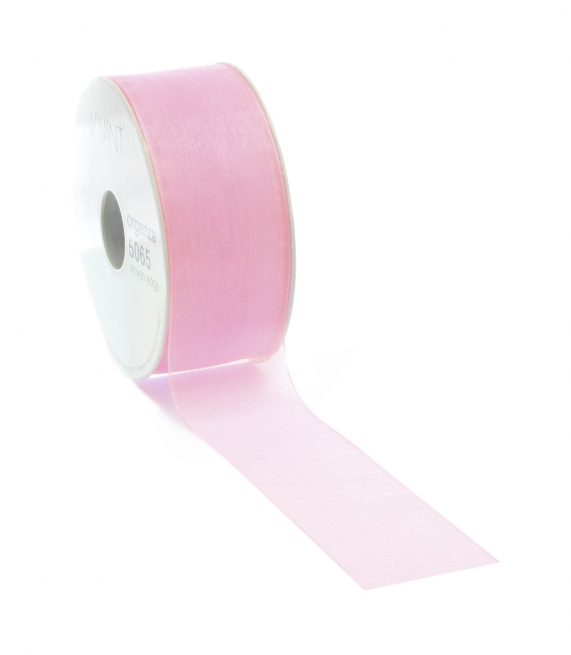 Rotolo nastro organza rosa, lunghezza 50 metri