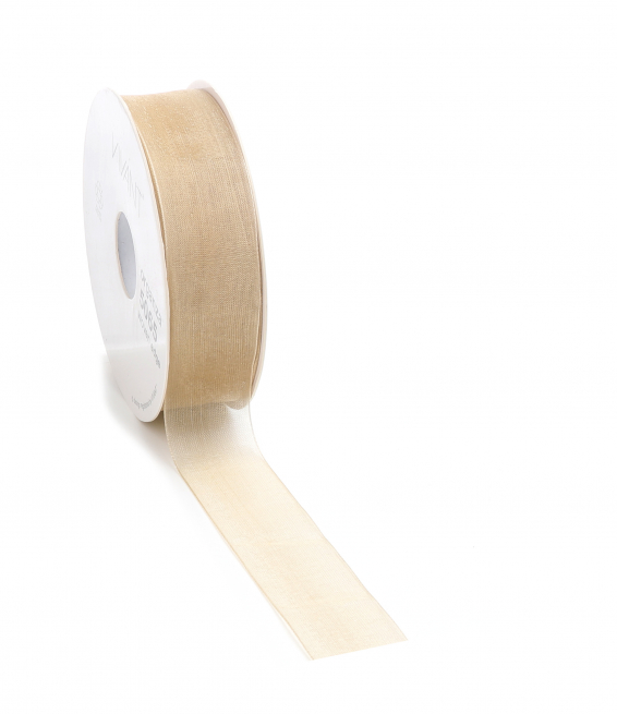 Rotolo nastro organza panna, lunghezza 50 metri