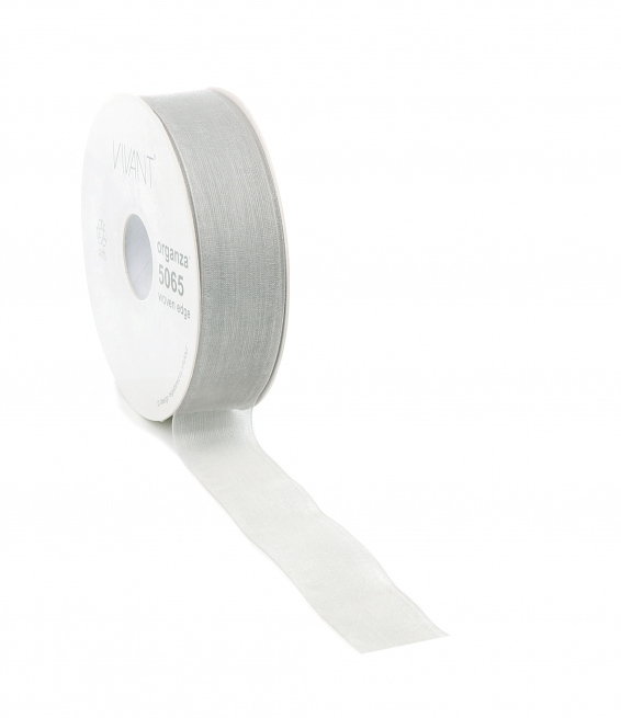 Rotolo nastro organza grigio chiaro, lunghezza 50 metri