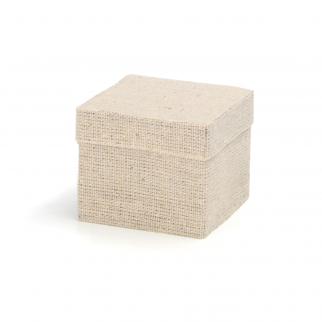 Scatola base quadrata in cotone naturale, 4.5x5x5cm, confezione da 6 pezzi