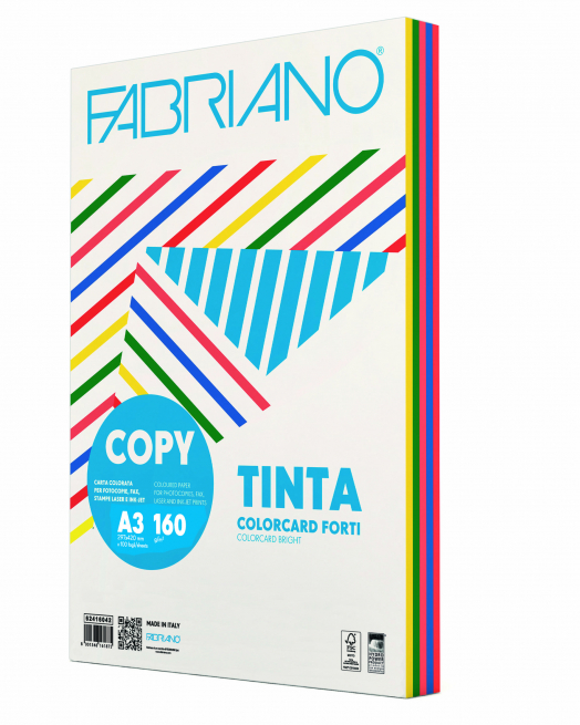 Risma di carta copytinta mixforti da 160 gr/mq, formato A3, confezione da 100 pezzi