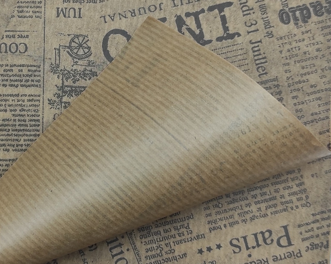 Carta regalo kraft millerighe avana in fogli, fantasia stampa quotidiano, cm 70x100, confezione da 25 fogli