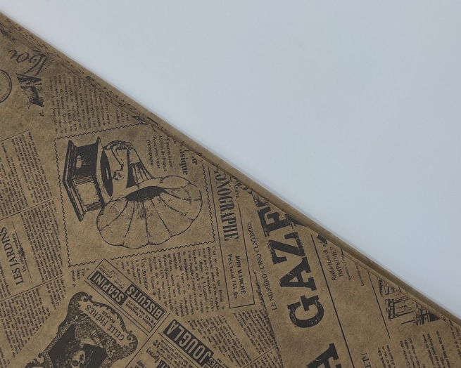 Carta regalo kraft millerighe avana in fogli, fantasia stampa quotidiano, cm 70x100, confezione da 25 fogli