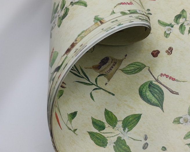 Carta da regalo marmorizzata beige, fantasia caffe' e peperoncino, formato 70x100 cm, confezione da 25 fogli