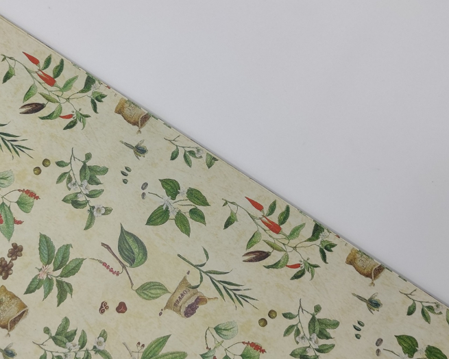 Carta da regalo marmorizzata beige, fantasia caffe' e peperoncino, formato 70x100 cm, confezione da 25 fogli